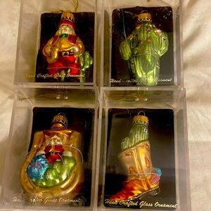 Southwestern Glass Ornaments 4pak New Bought in Vintage store in Sedona Az.